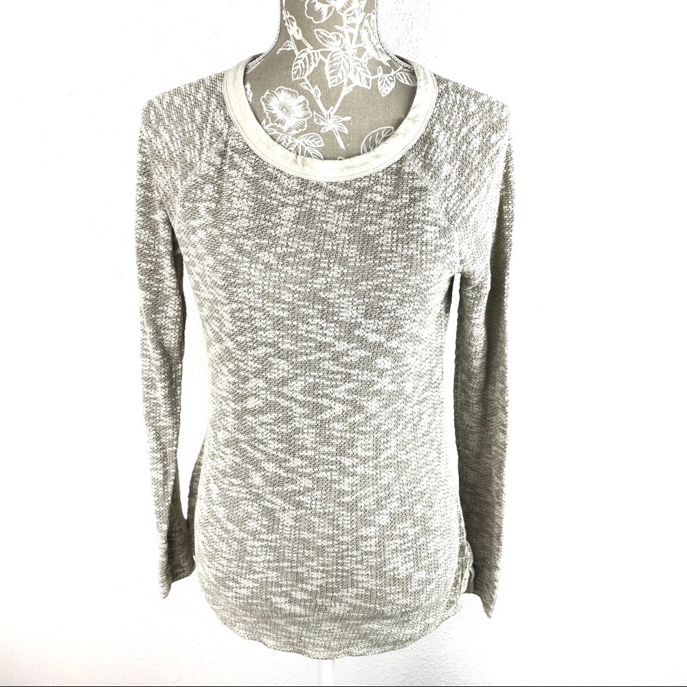 Ruff Hewn Oatmeal Beige Tan Long Sleeve Top Small Waffle Knit Thermal